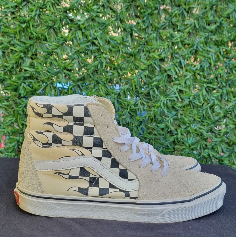 Vans SK8-Hi Checkerboard Flame white